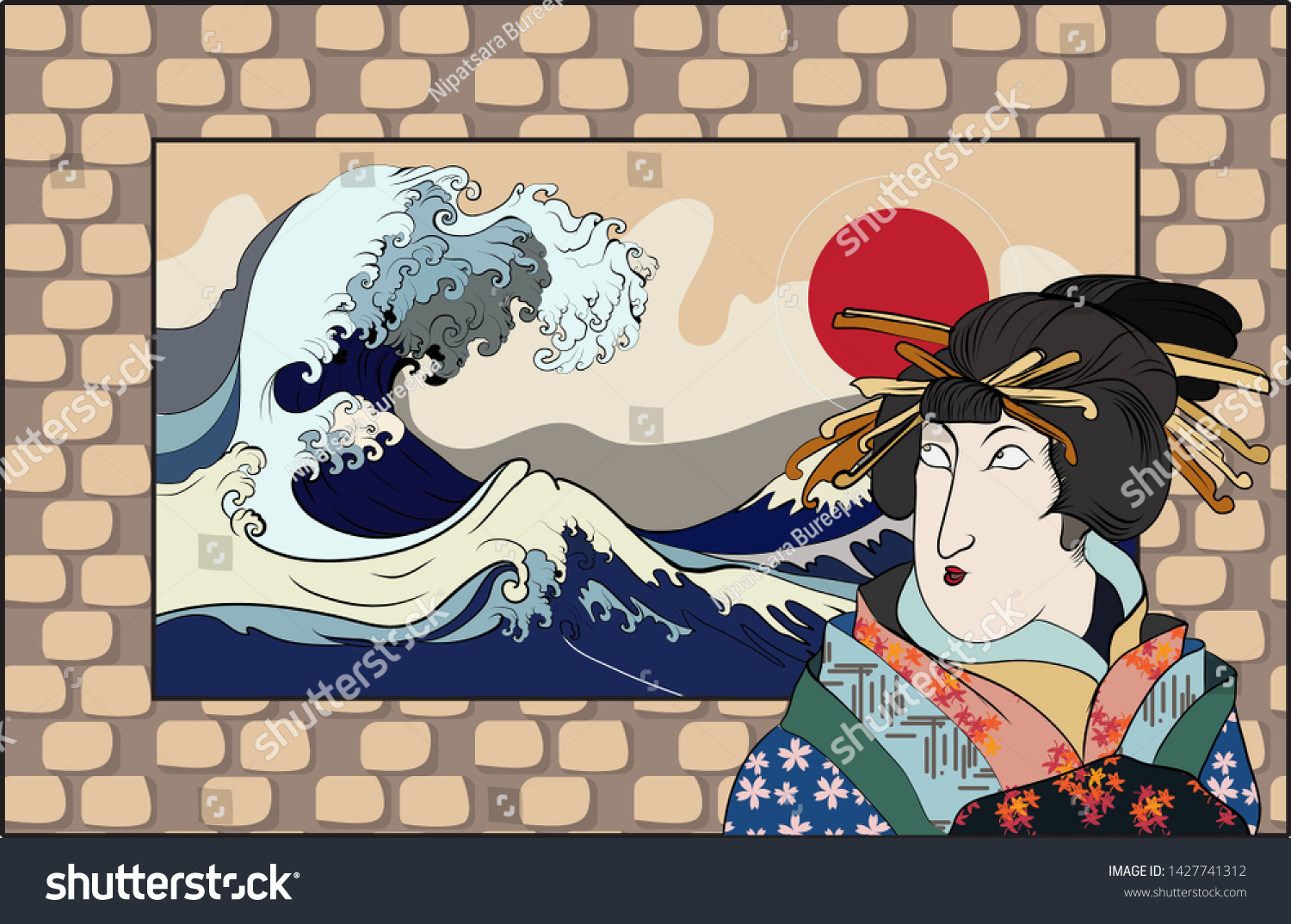 Japanese Wave Art Wallpaper