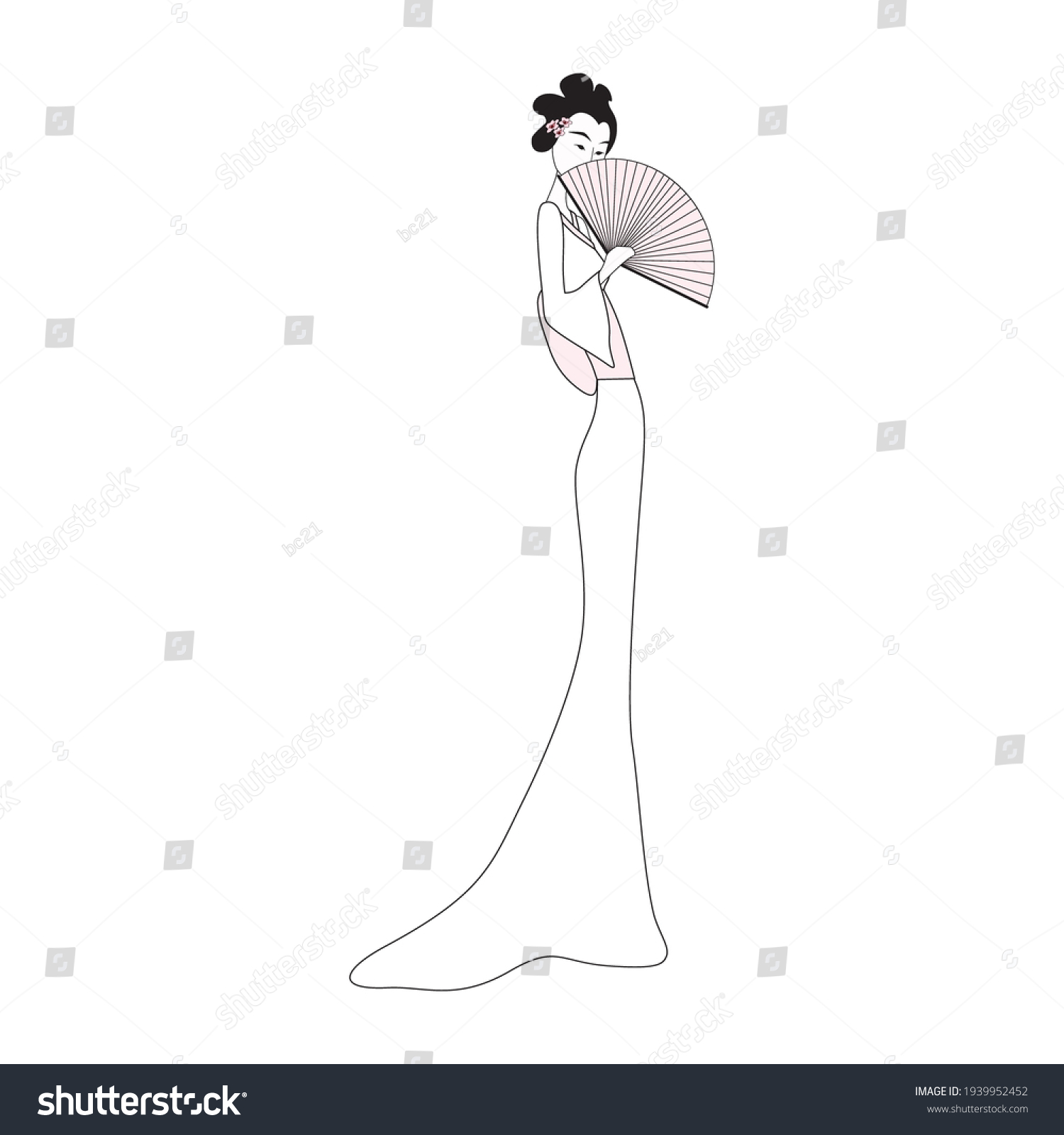 Japanese Women Graphic Design Vector Element Stock Vector (Royalty Free ...