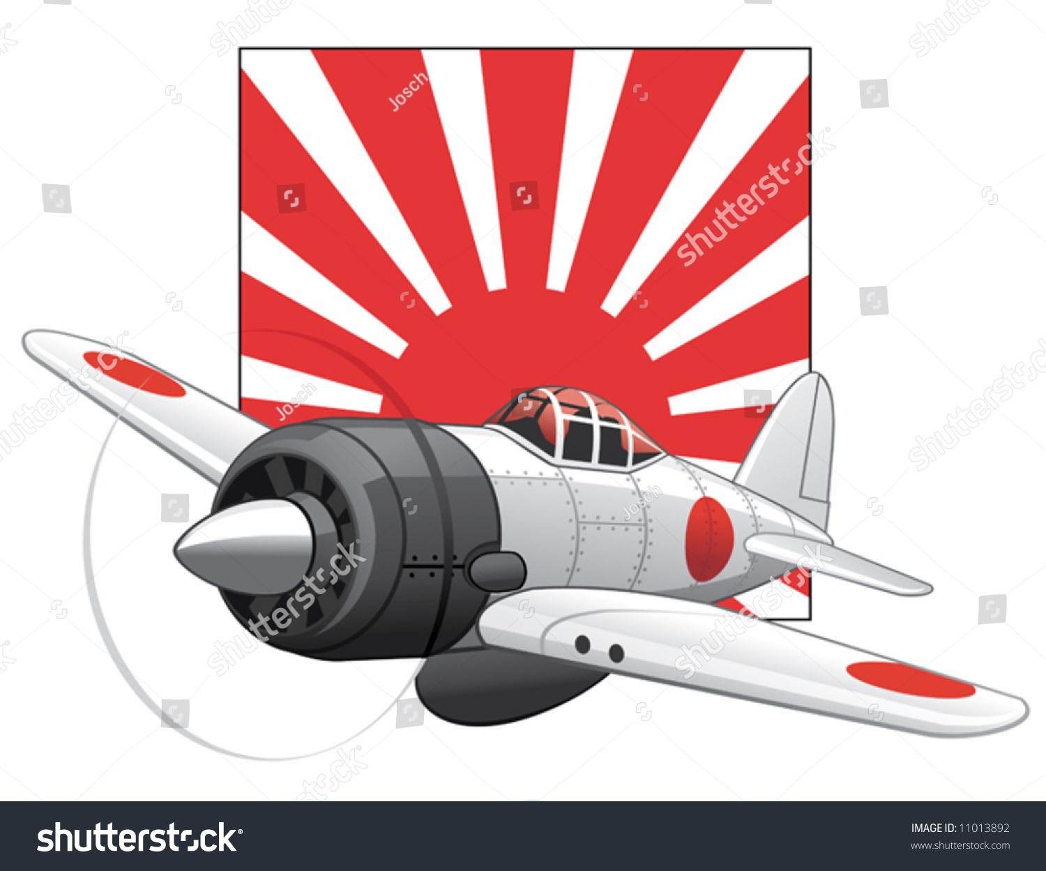 Japanese Ww2 Plane On Rising Sun Stock Vector 11013892 - Shutterstock