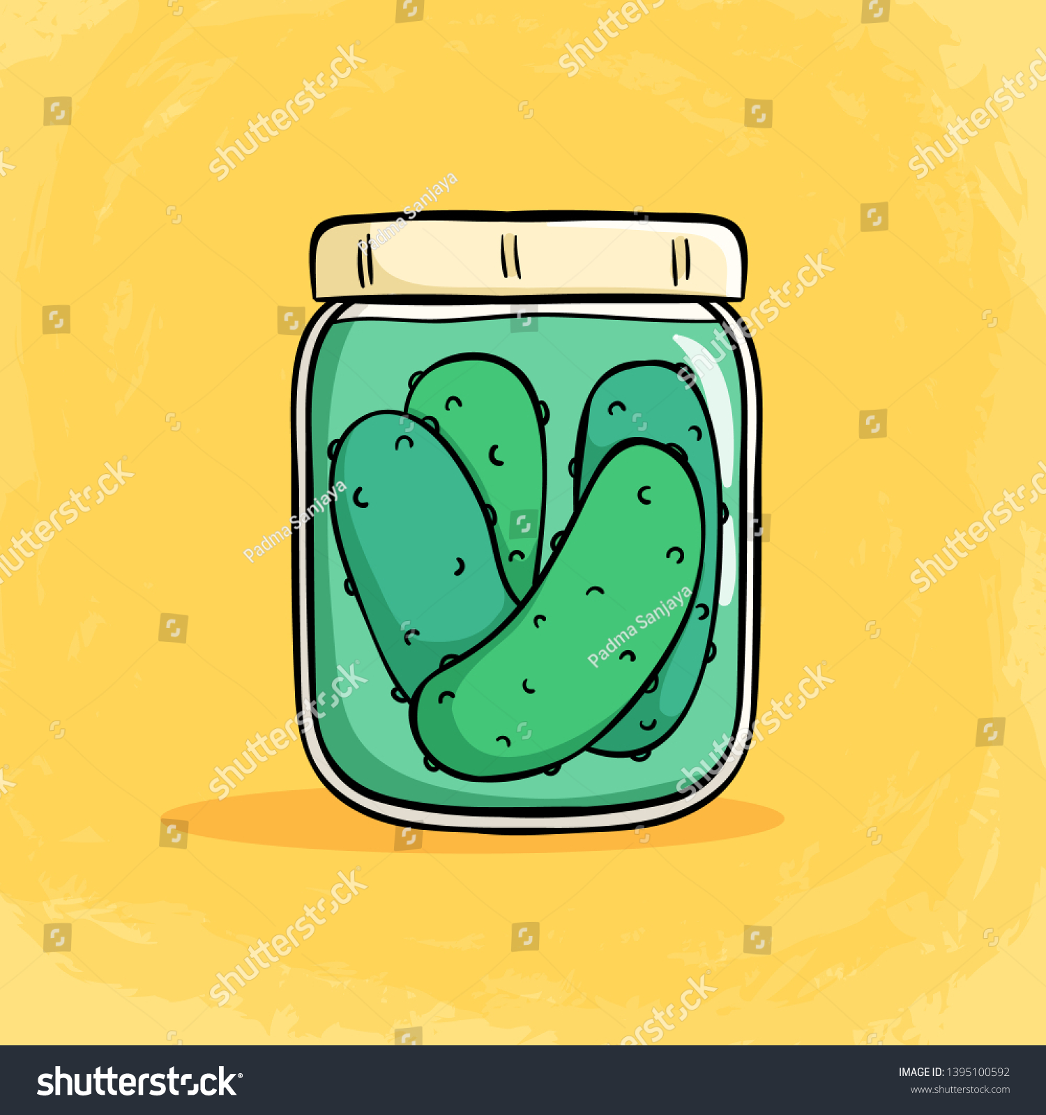 Download Jar Cucumber Pickles Colored Cute Doodle Stock Vector Royalty Free 1395100592 Yellowimages Mockups