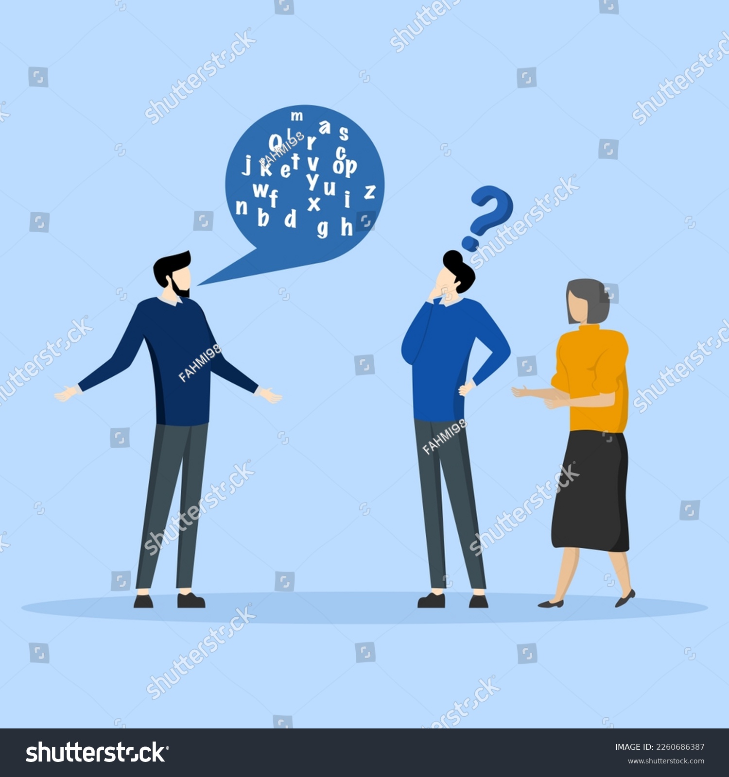 SVG of Jargon, complicated conversations, hard to explain, communicate in technical words, difficult to understand language, men speak in jargon words in speech bubble dialogues that confuse people. svg