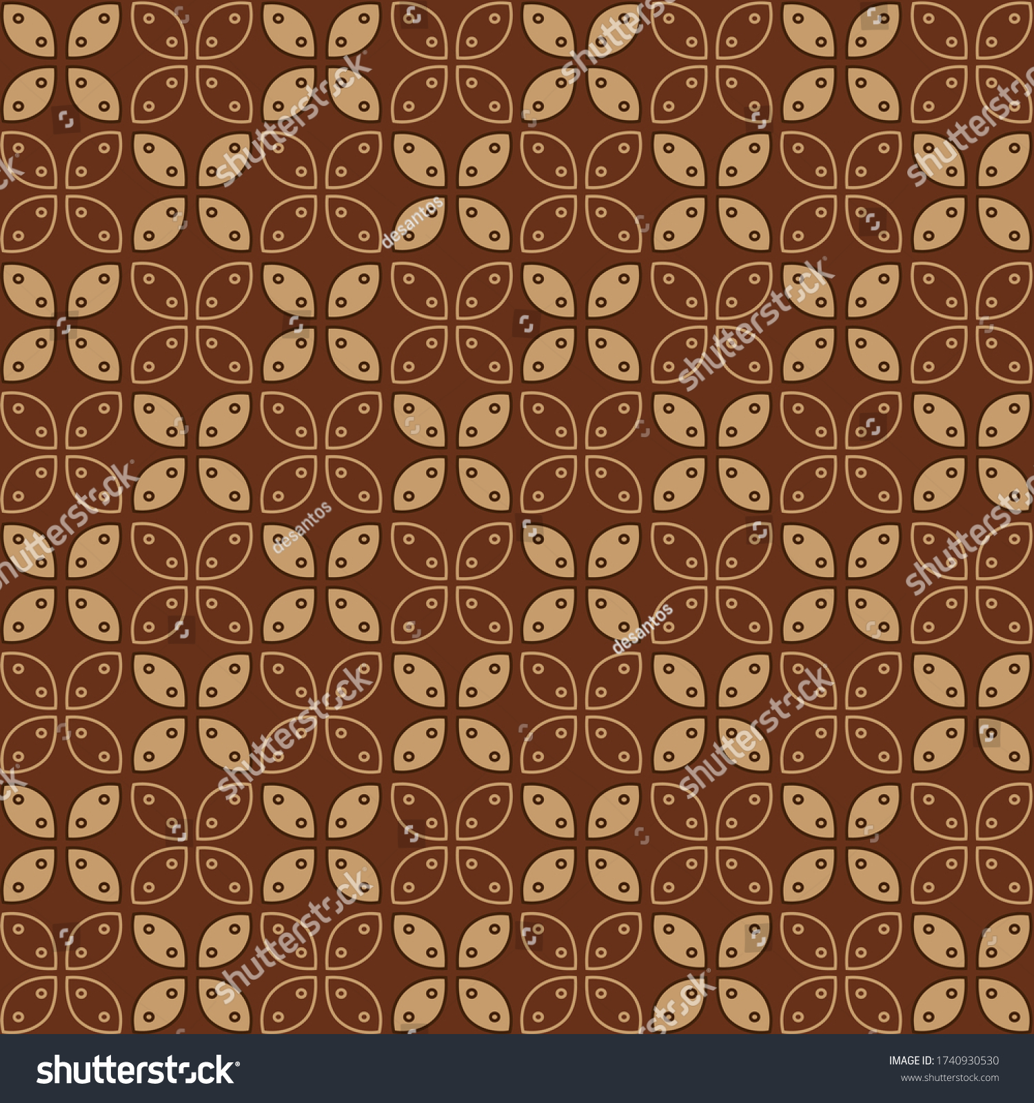 SVG of Javanese batik seamless patern with brown colorway. - Various Indonesian batik motifs. Batik Kawung.	 svg