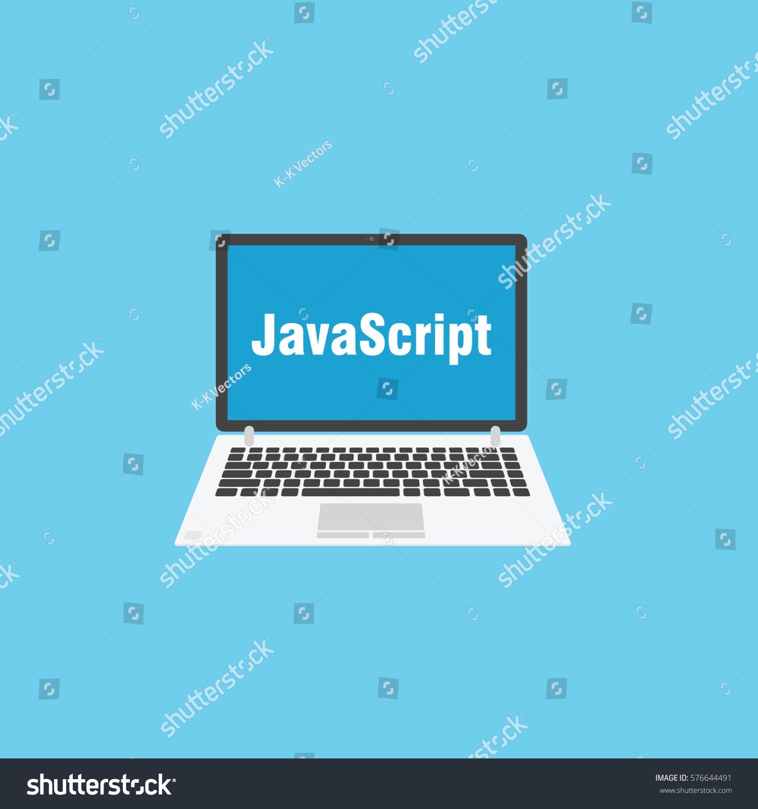 Javascript Programming Language Laptop Flat Design Stock Vector ...
