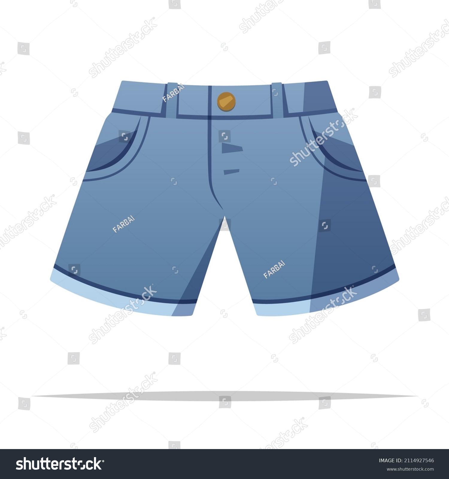 blue denim shorts, casual wear, flat design clip art preview