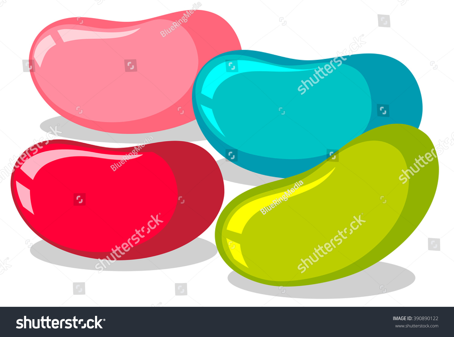 Jelly Beans In Four Colors Illustration - 390890122 : Shutterstock