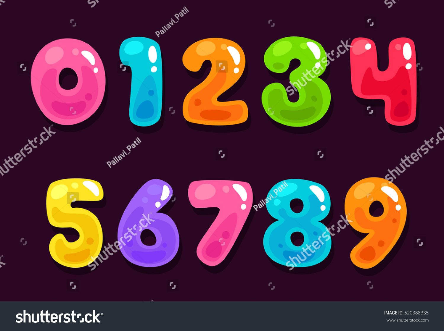 Jelly Colorful Alphabet Numbers Stock Vector Royalty Free 620388335