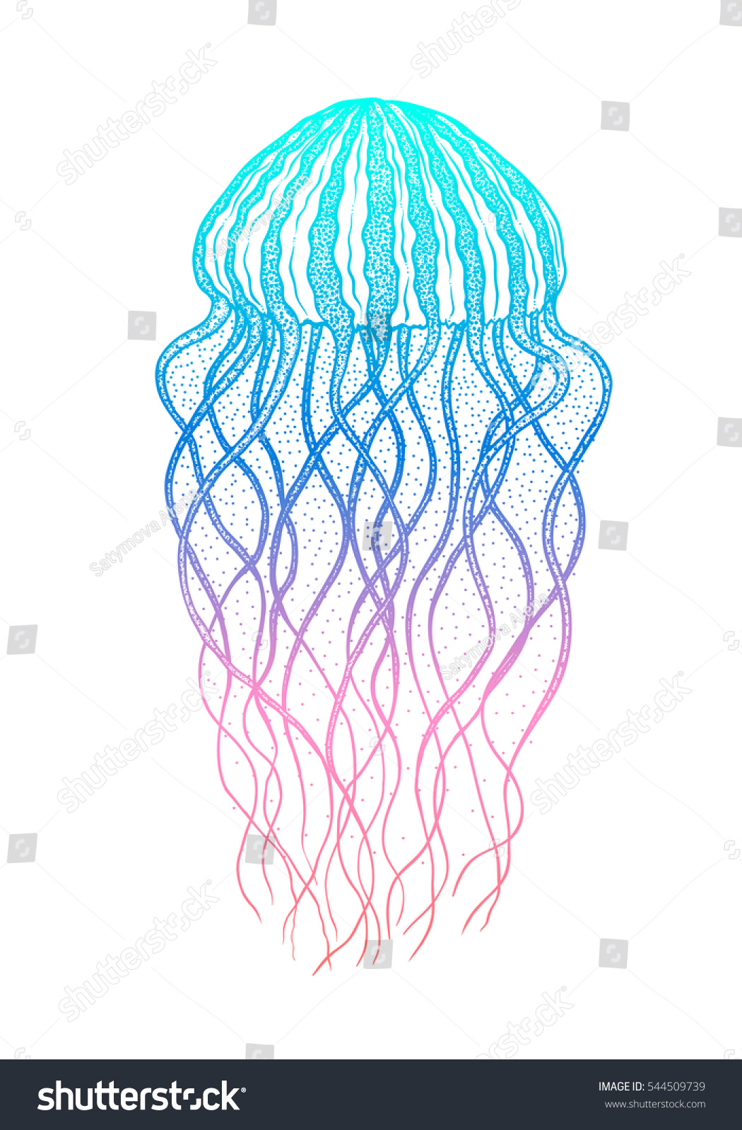 Jellyfish Line Art Style Hand Drawn Stock Vector (Royalty Free) 544509739