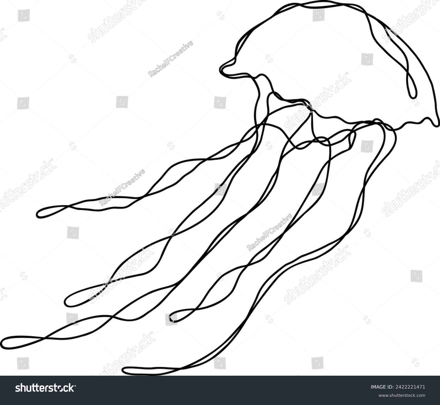 recommend clip art: Jellyfish Line Art | Continuous Line Sea Creature Design | Vector Illustration