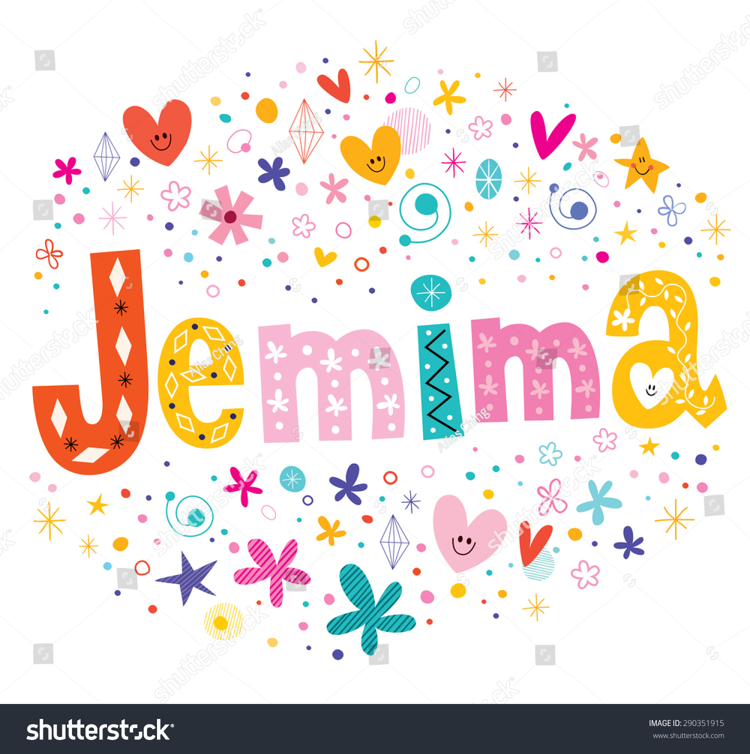 Jemima Girls Name Decorative Lettering Type Stock Vector (Royalty Free ...