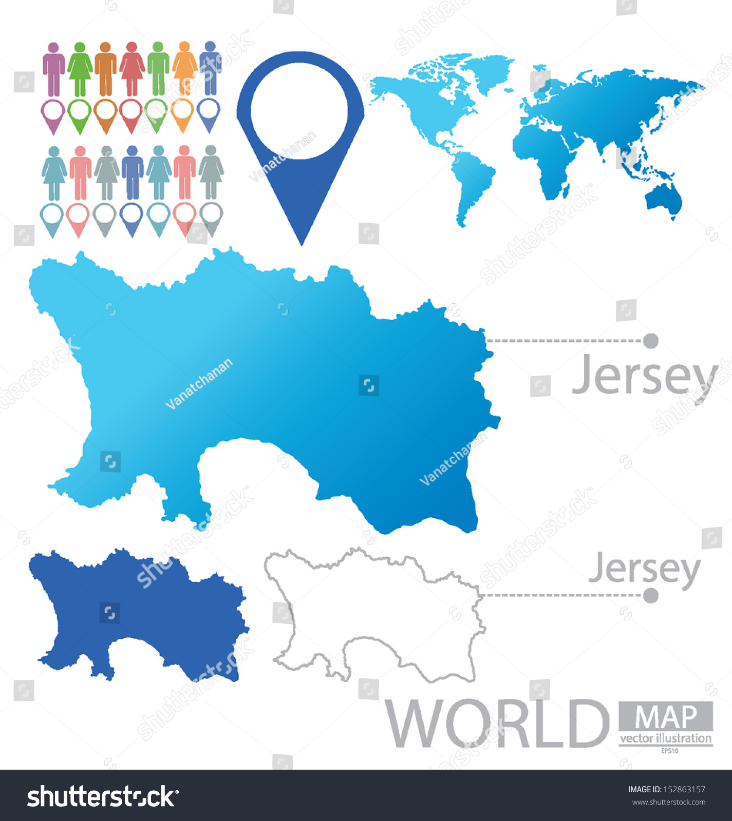Jersey World Map Vector Illustration Stock Vector (Royalty Free) 152863157 Shutterstock