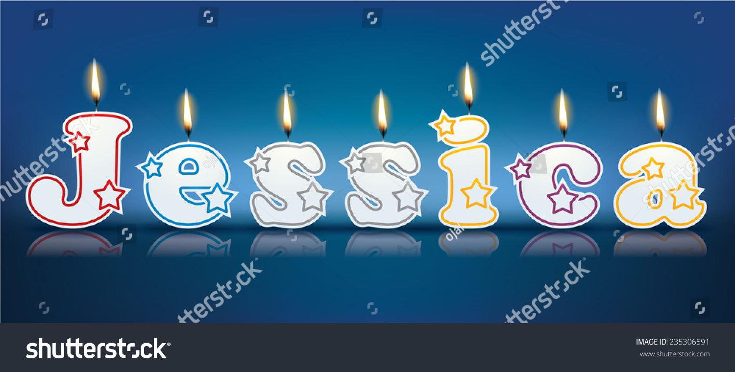 SVG of JESSICA written with burning candles - vector illustration svg
