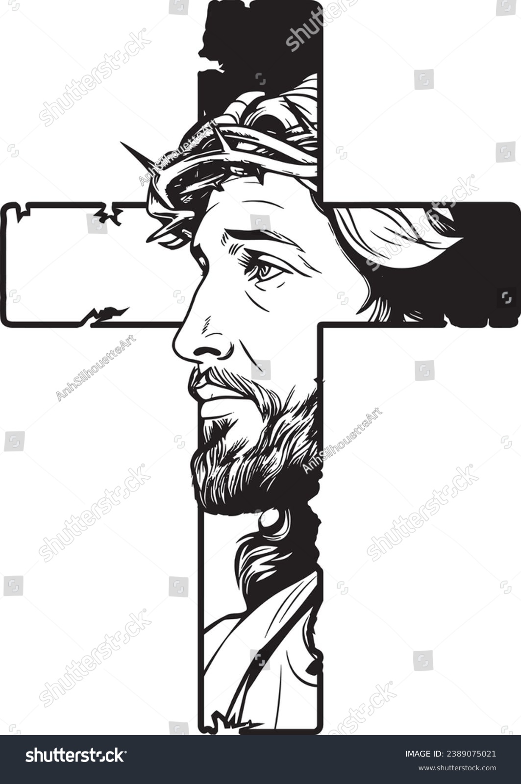 SVG of Jesus and Cross Laser Cut File, Faith, Jesus Dxf, Cross Christian, Silhouette Cricut Cut File, Jesus, Christian, Faith, Bible, God, Scripture, Cross svg