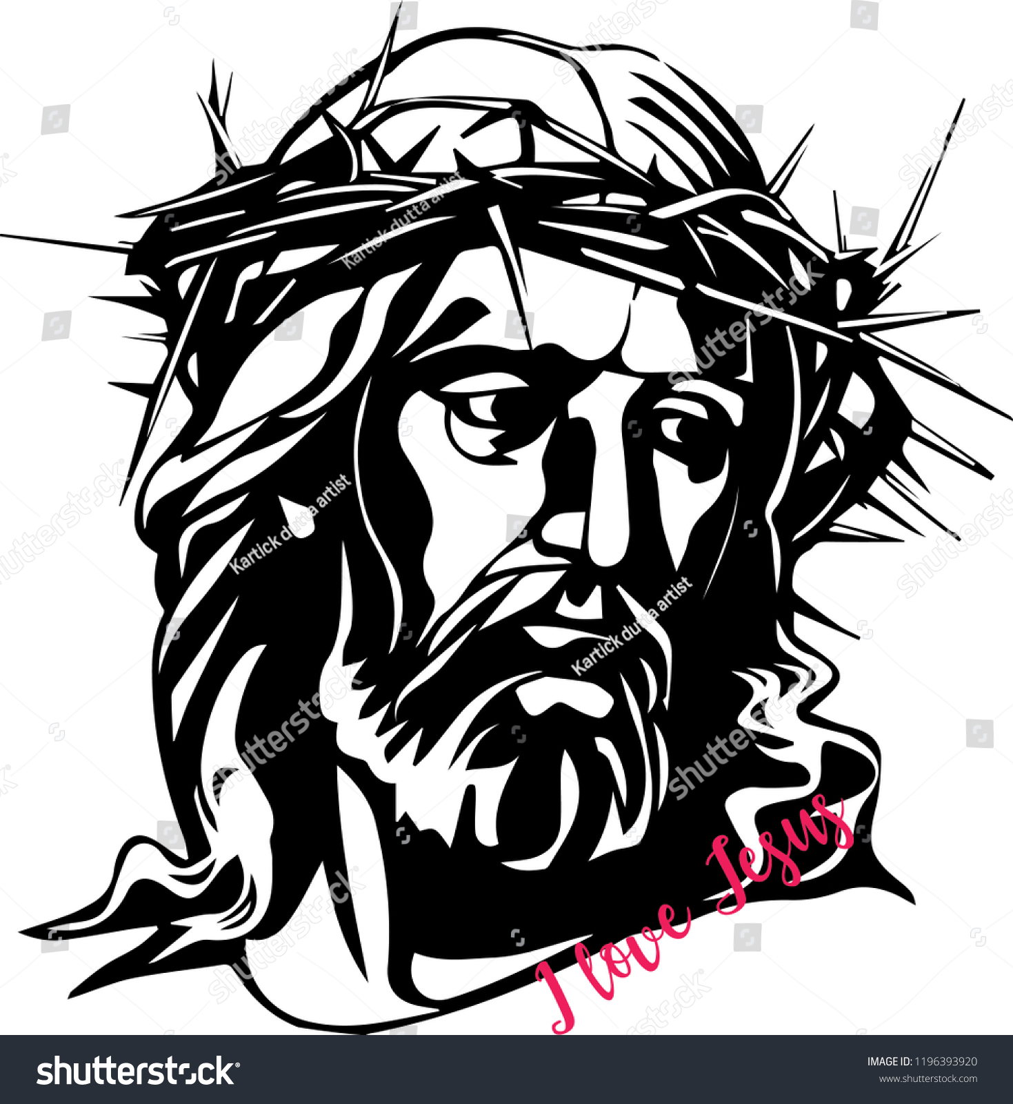 Jesus Black White Illustration Stock Vector (Royalty Free) 1196393920 ...