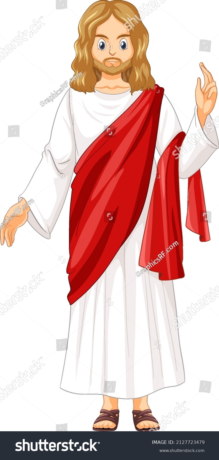 Jesus Cartoon Character On White Background Stock Vector (Royalty Free ...