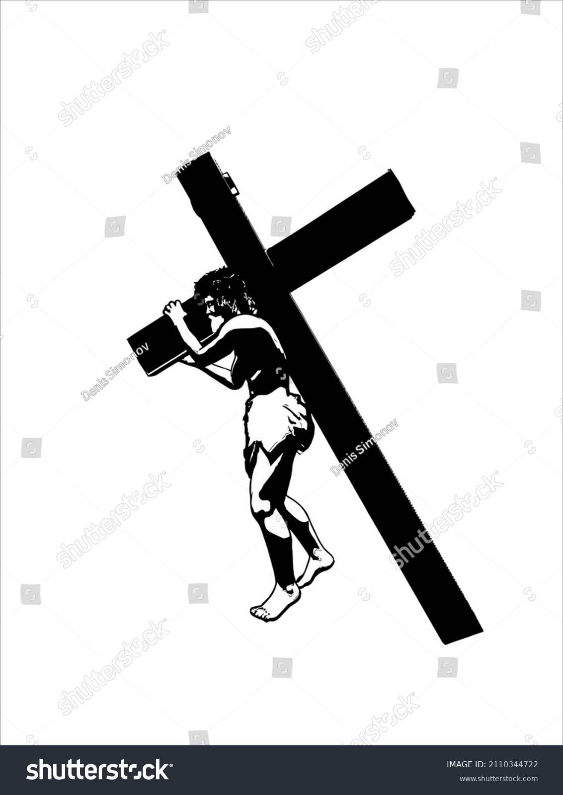 Jesus Christ Carrying Cross Vector Illustration Stock Vector (royalty 