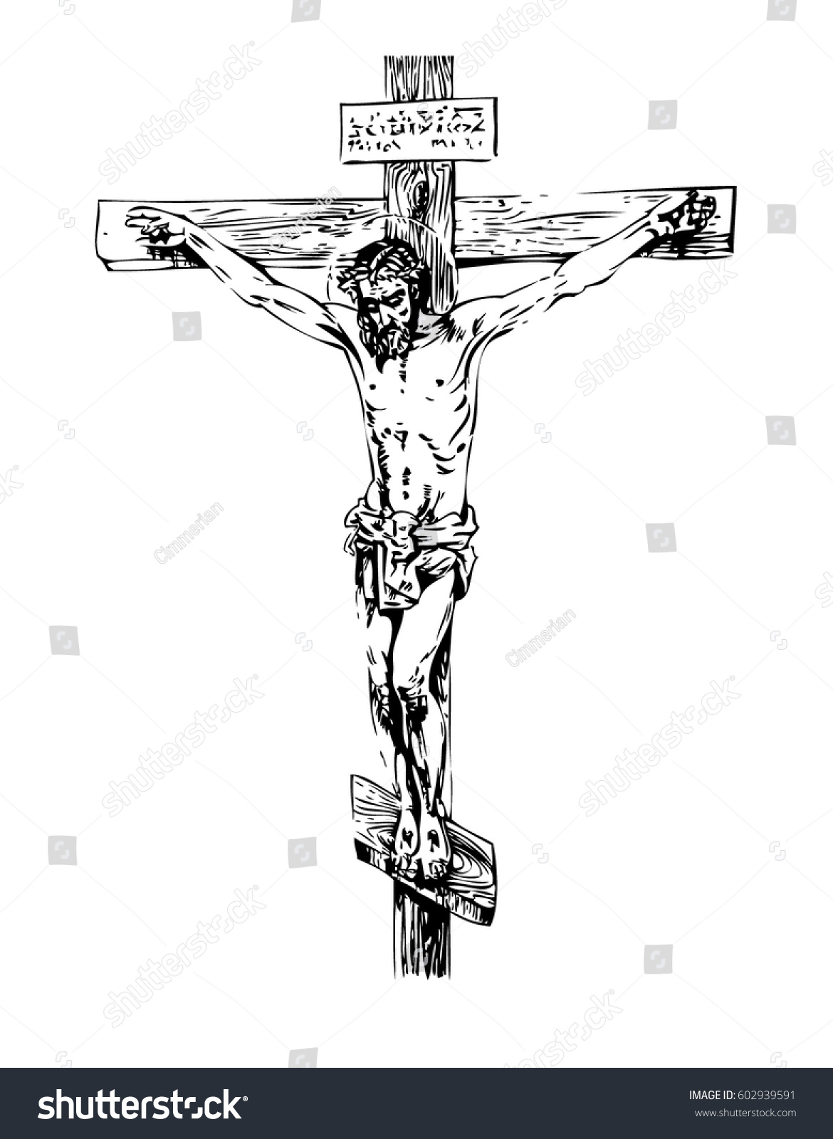 Jesus Christ Crucifixion Hand Drawing stockvector (rechtenvrij