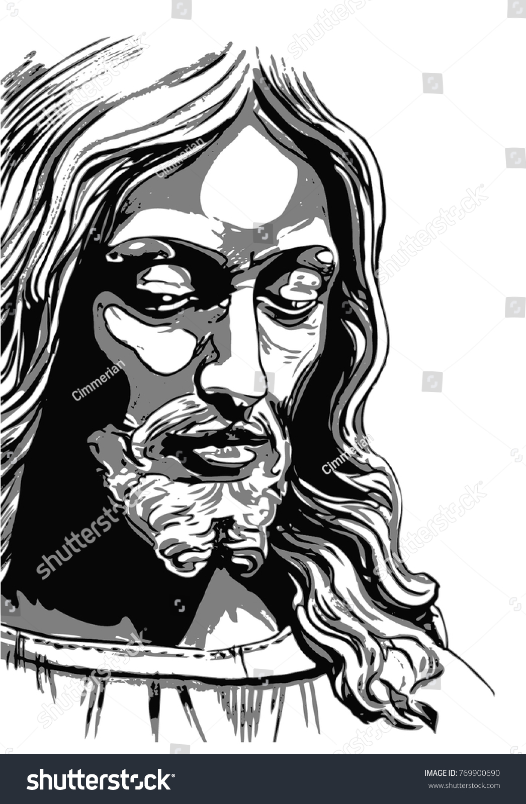 Jesus Christ Crucifixion Hand Drawing stockvector (rechtenvrij