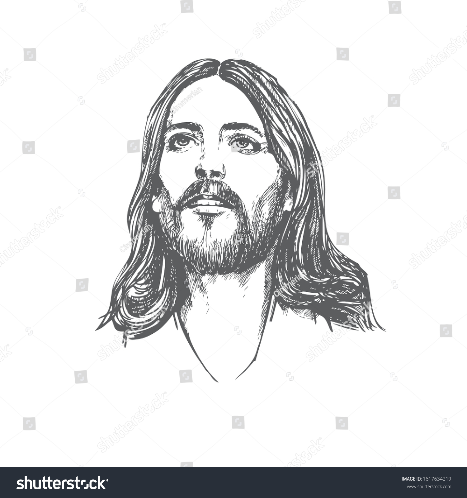 Jesus Christ Graphic Portrait Hand Drawing Stock Vector (Royalty Free ...
