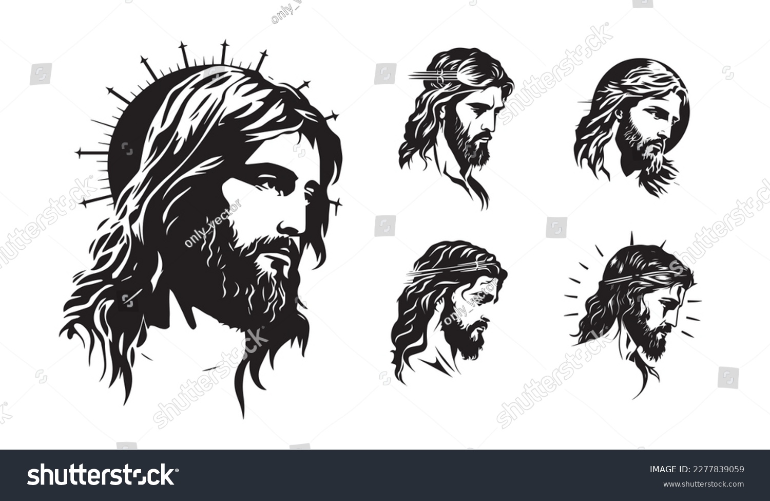 SVG of Jesus Christ. Hand drawn vector illustration. Black silhouette svg of Jesus, laser cutting cnc. svg