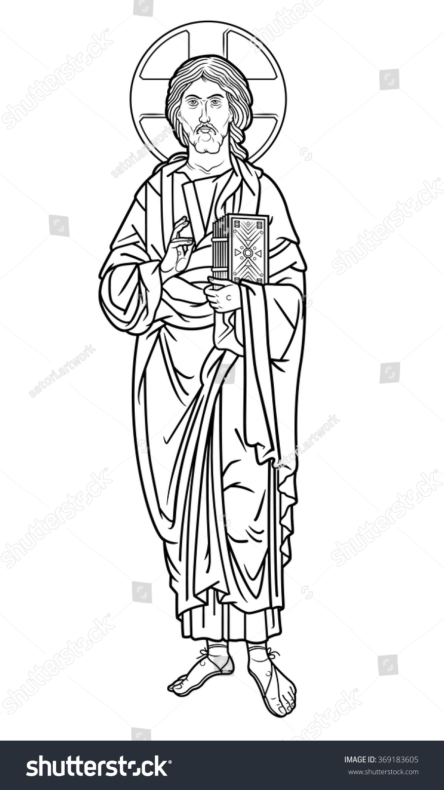 Jesus Christ Icon Outline Stock Vector (Royalty Free) 369183605