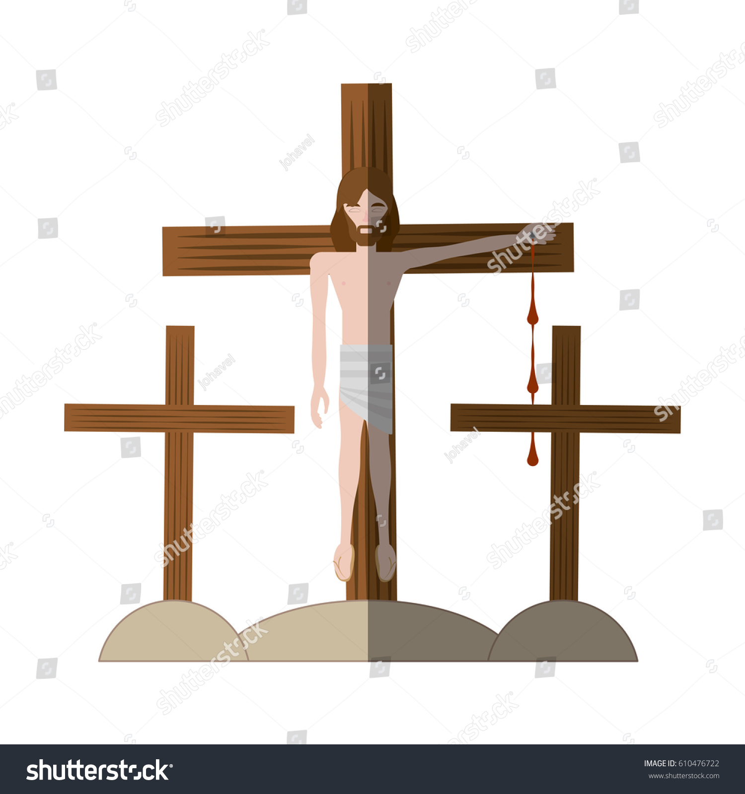 Jesus Christ Nailed Cross Shadow Vector Stock Vector Royalty Free