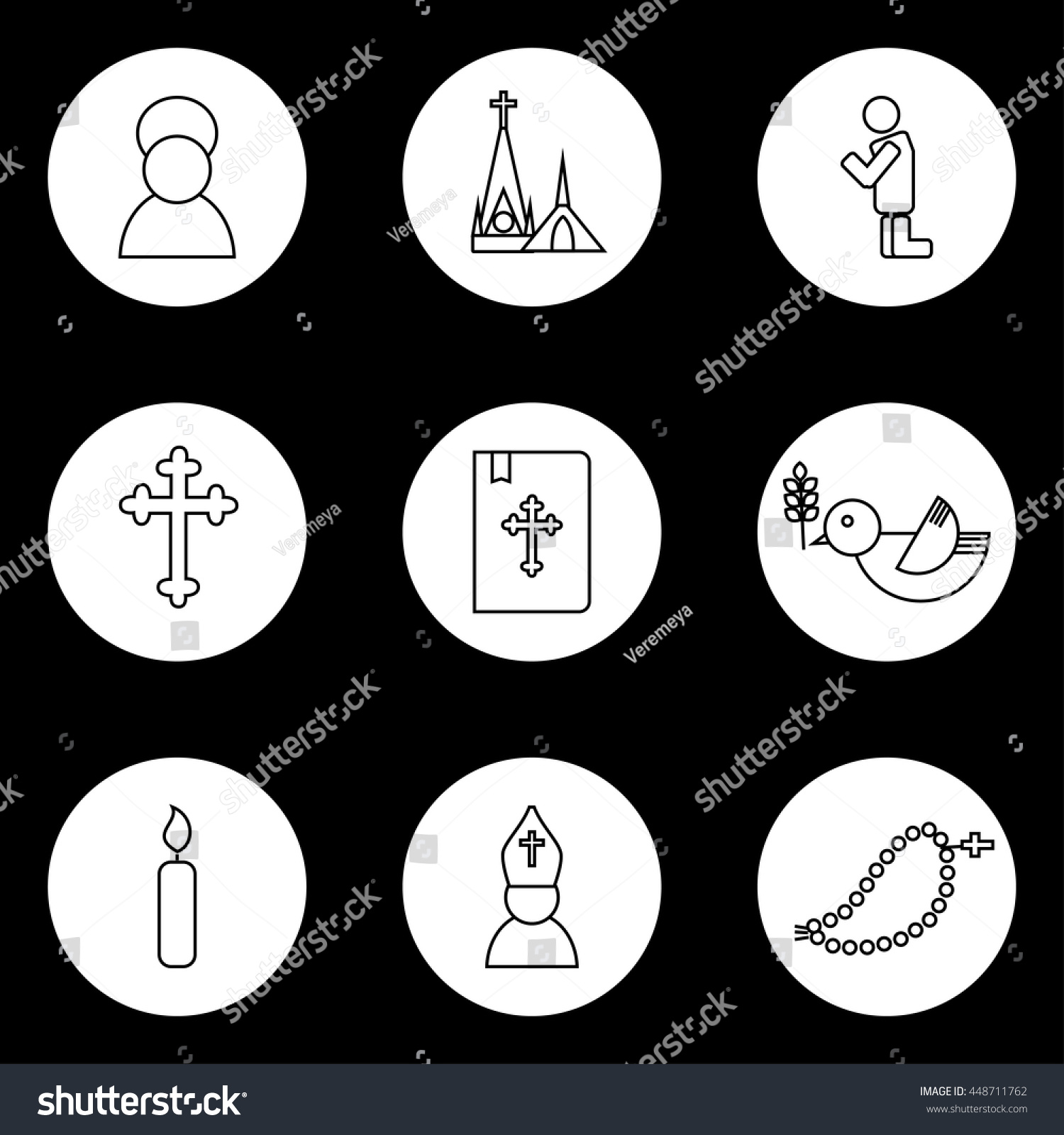 Jesus Christ Religion Icons Set Christianity Stock Vector Royalty Free