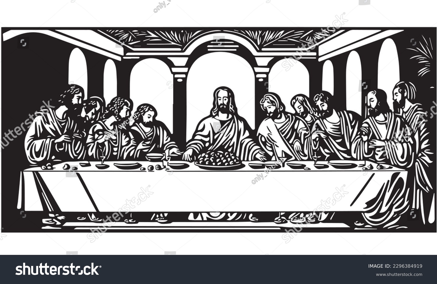 SVG of Jesus Christ The Last Supper. Vector illustration. svg