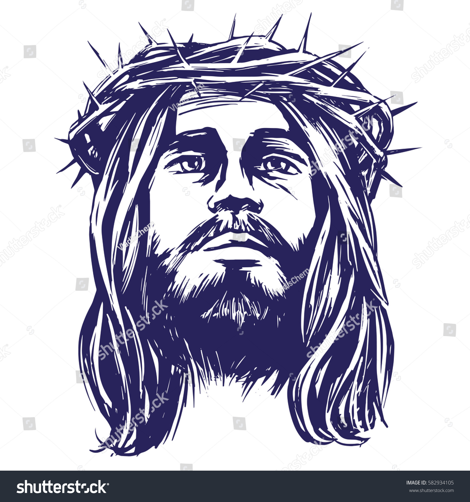 Jesus Christ Son God Crown Thorns Stock Vector (Royalty Free) 582934105 ...