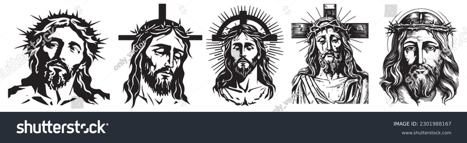 SVG of Jesus Christ Vector illustration. Black silhouette svg of Jesus, laser cutting cnc. svg