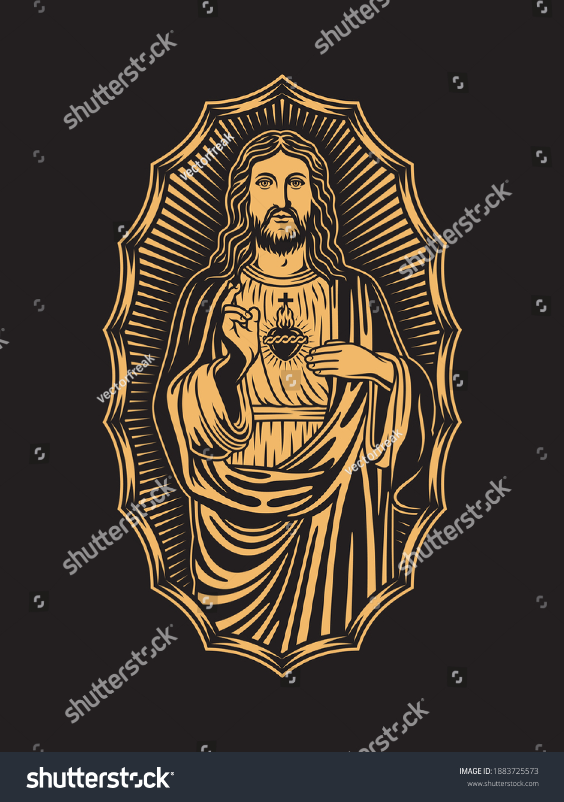 Jesus Christ Vector Illustration On Black Stock Vector (Royalty Free ...