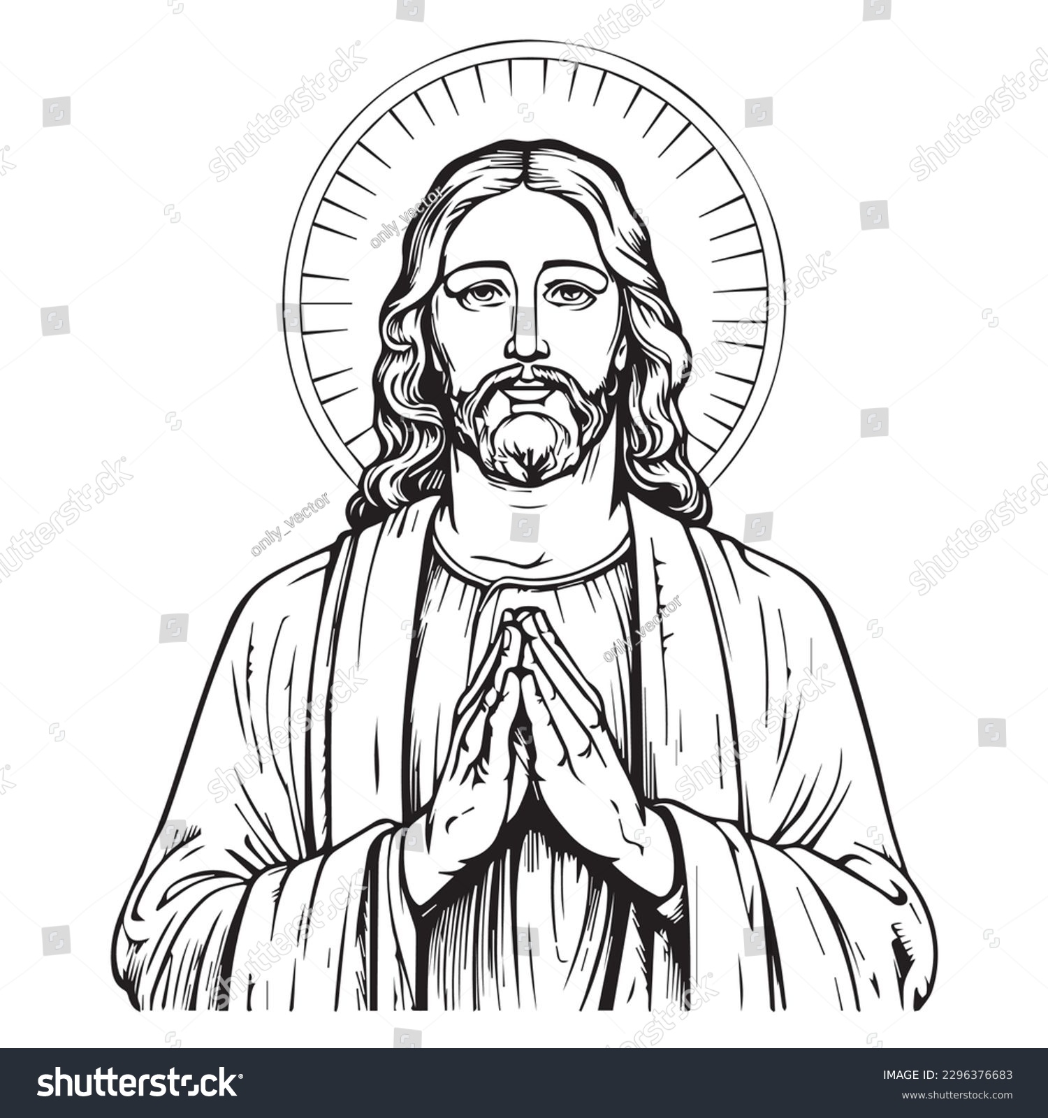 SVG of Jesus Christ. Vector illustration. Silhouette svg of Jesus, laser cutting cnc. svg