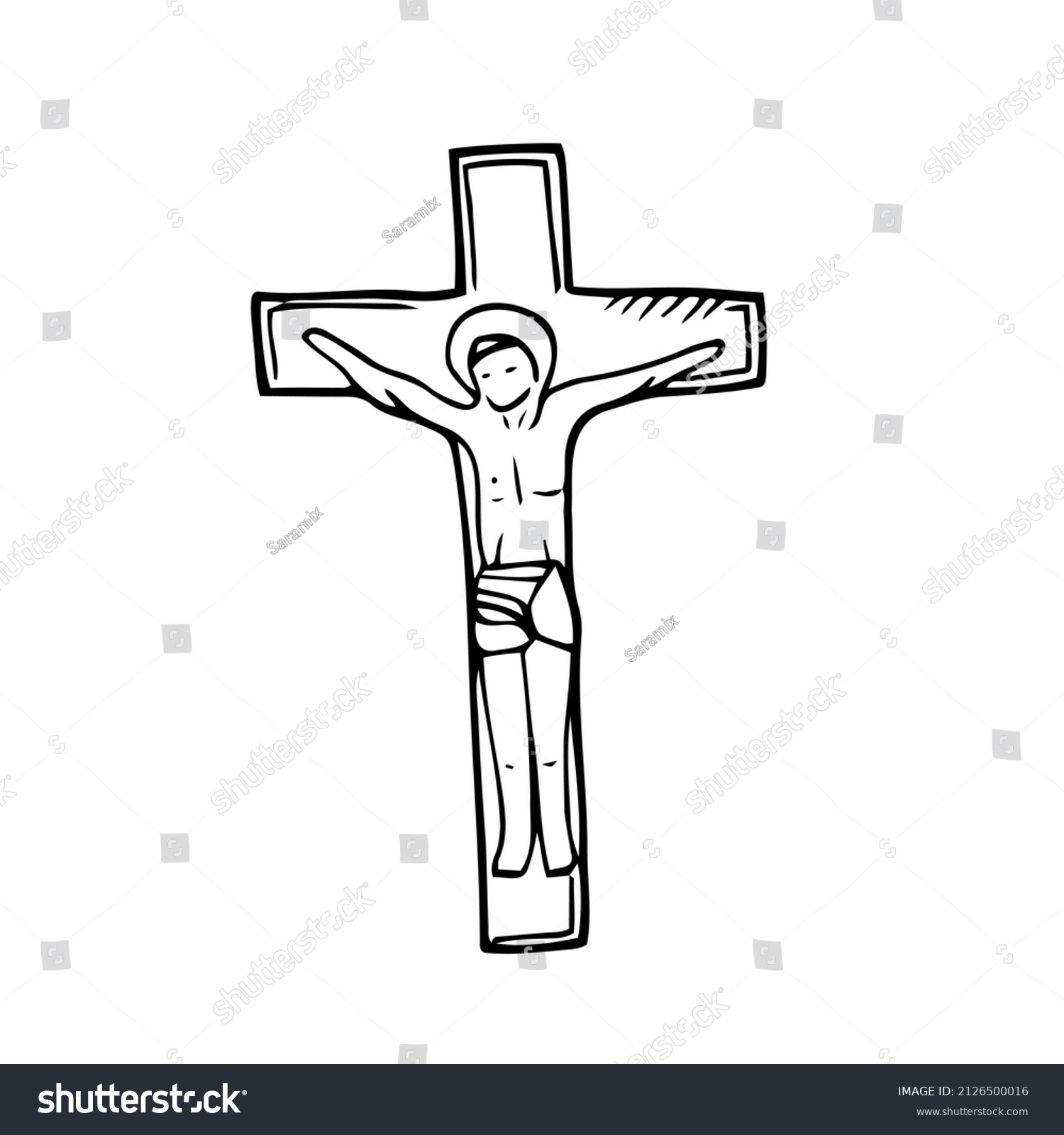 Jesus Cross Icon Silhouette Illustration Christian Stock Vector