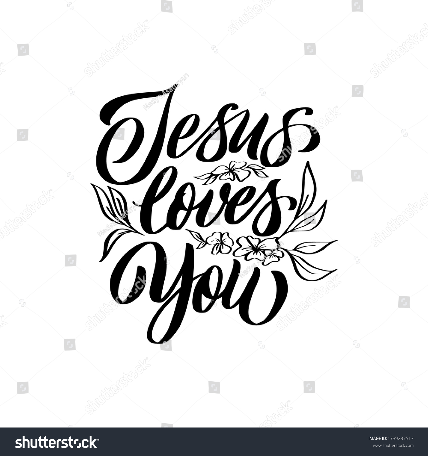 Jesus Loves You Christian Lettering Poster Stock Vector (royalty Free 