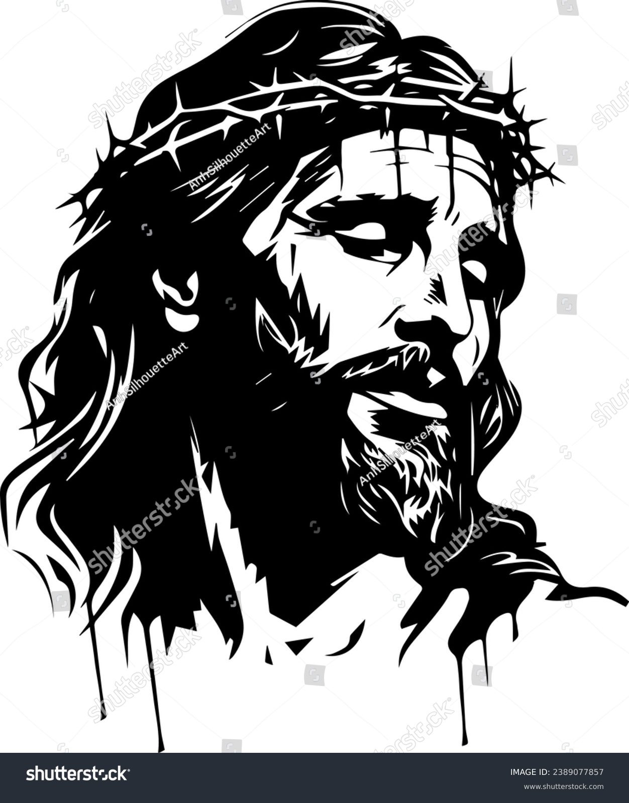SVG of Jesus silhouette, Jesus crown of thorn, Faith, Jesus Dxf, Cross Christian, Silhouette Cricut Cut File, Jesus, Christian, Faith, Bible, God, Scripture, Cross svg