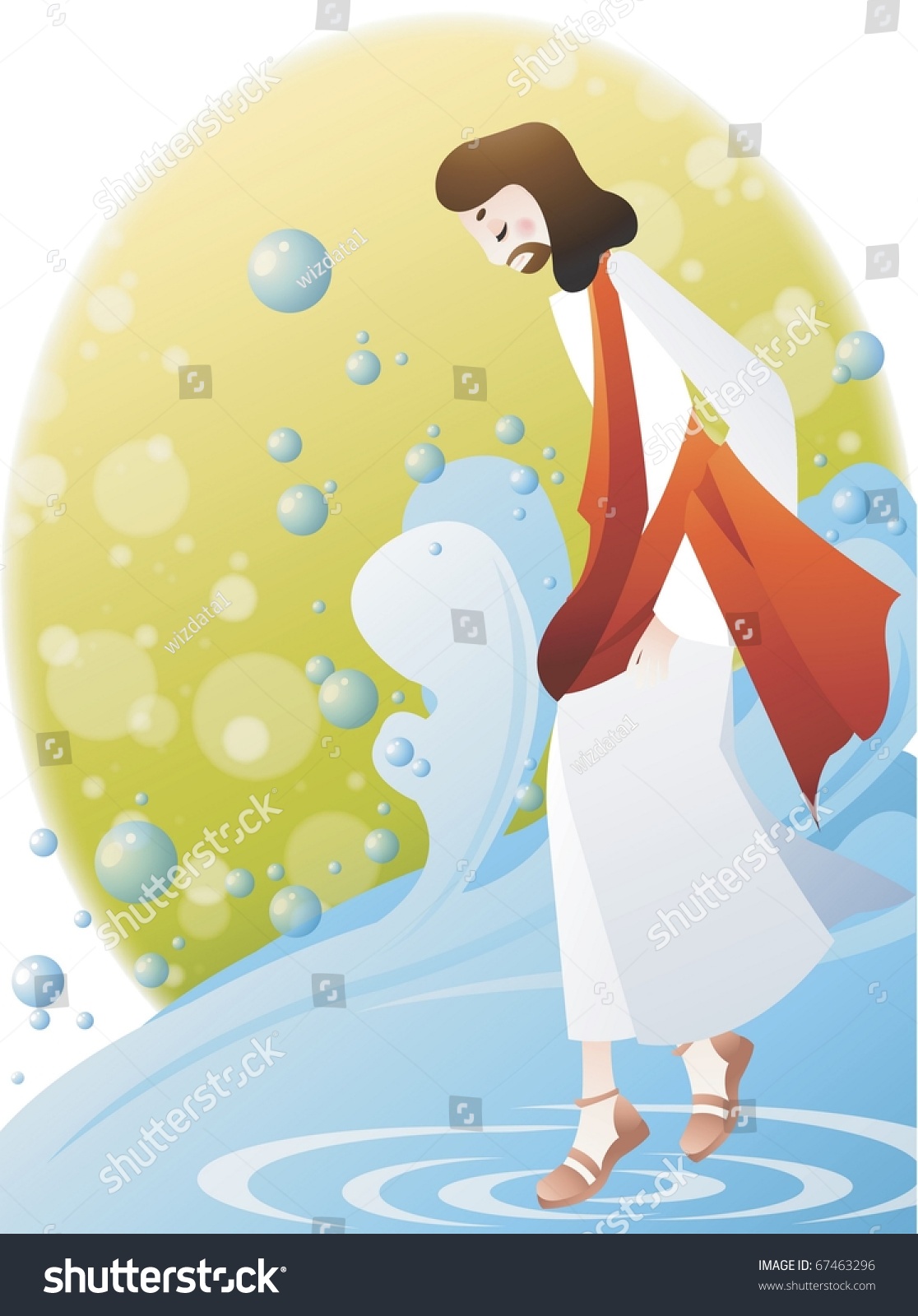 Jesus Walking On Water Stock Vector Illustration 67463296 : Shutterstock
