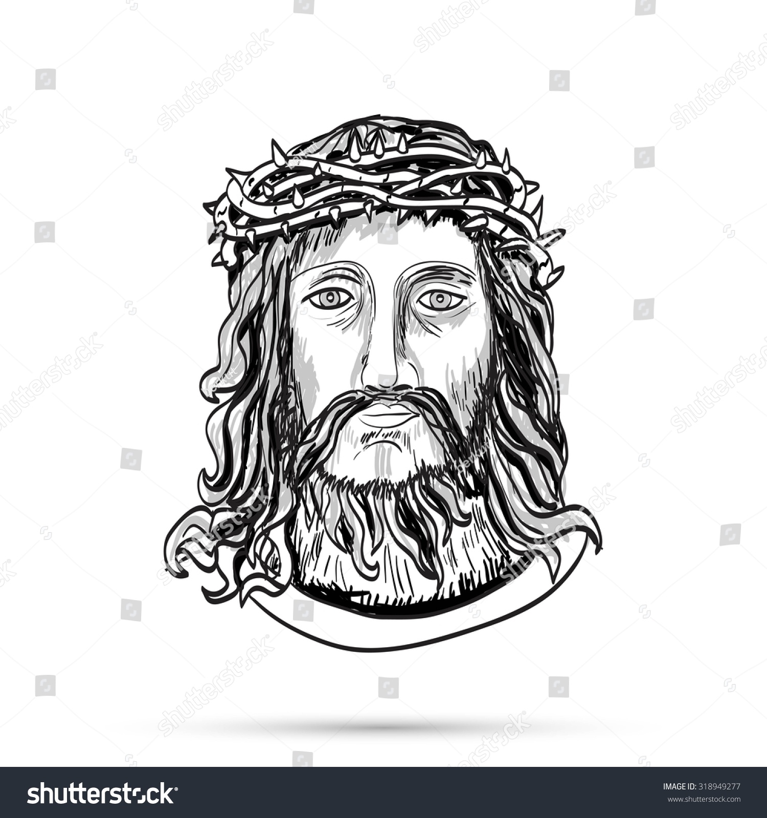 Jesus With Crown Of Thorns Stock Vector Illustration 318949277 ...