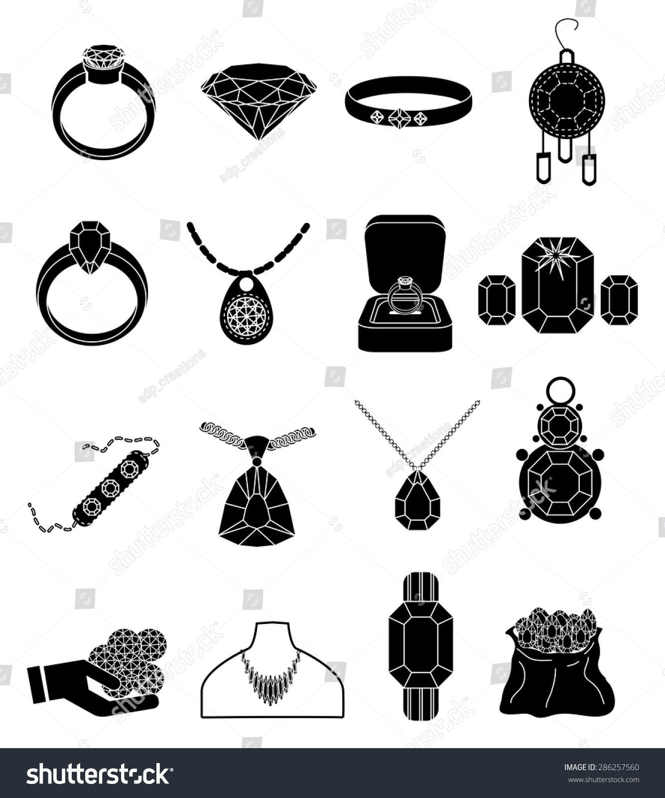 Jewellery Icons Set Stock Vector (Royalty Free) 286257560