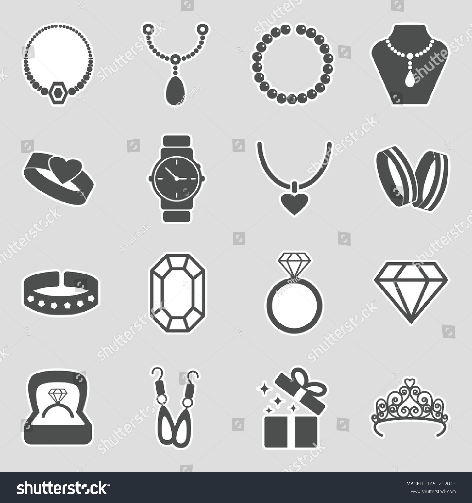 Jewelry Icons Sticker Design Vector Illustration Stock Vector (Royalty ...