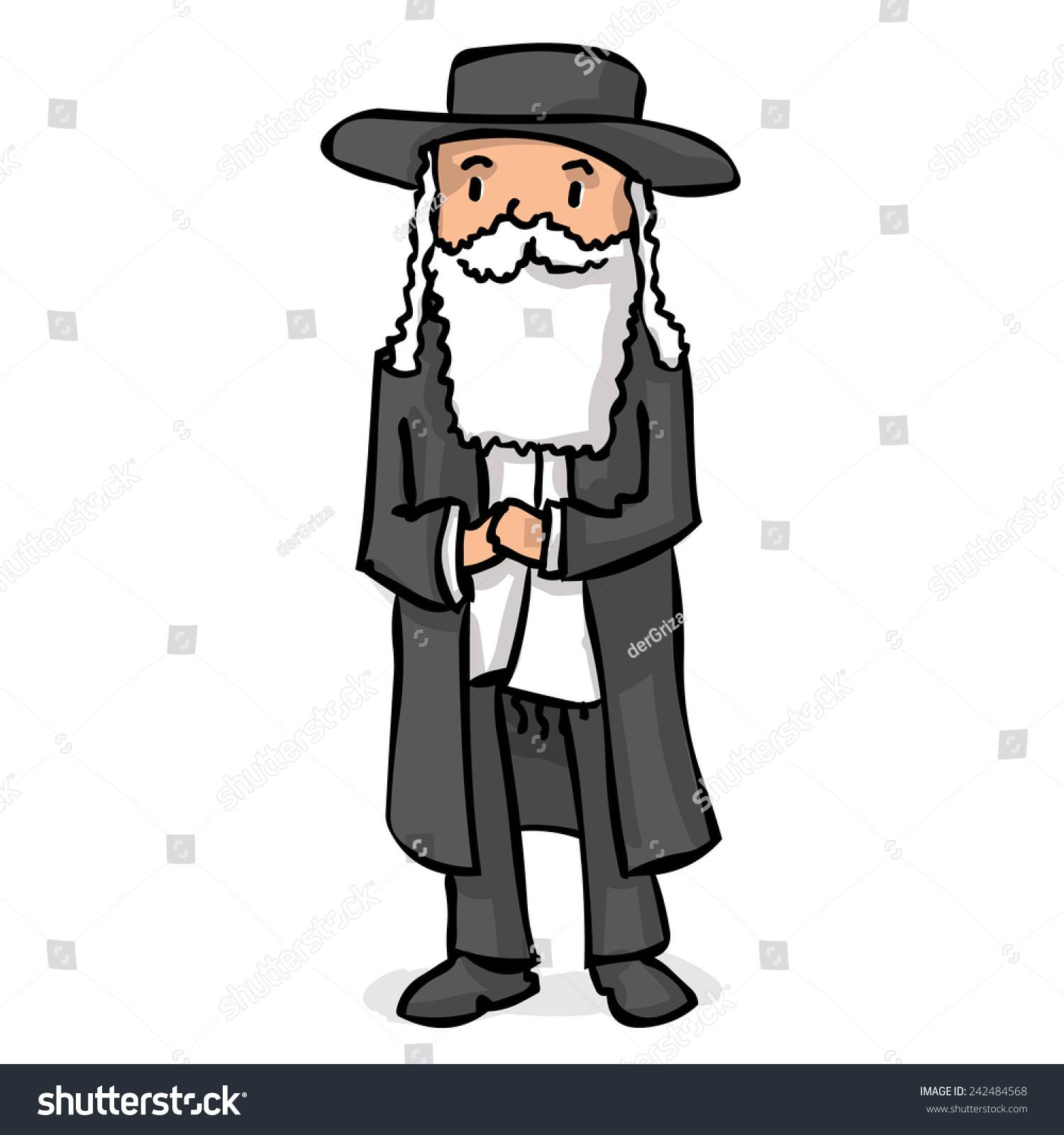 Jewish Priest Hand Drawn Cartoon Illustration Stock Vector 242484568 ...