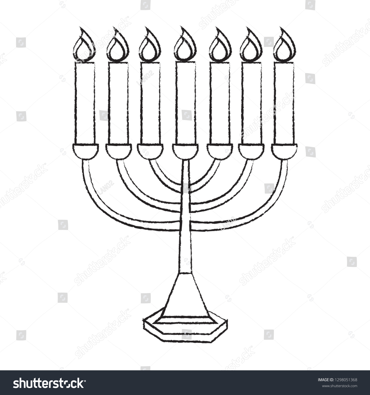 menorah candles sketch black and white clip art preview
