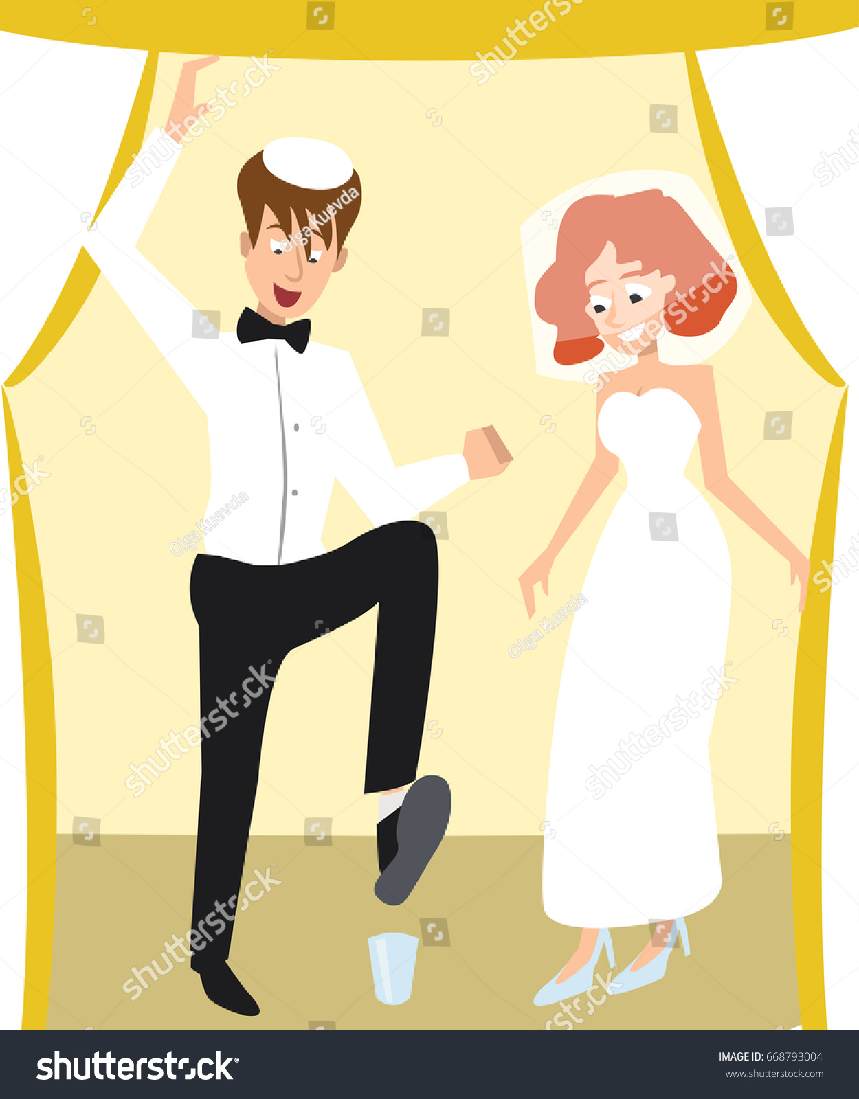 Jewish Wedding Traditional Ceremony Breaking Glass Stock Vector Royalty Free 668793004 Shutterstock