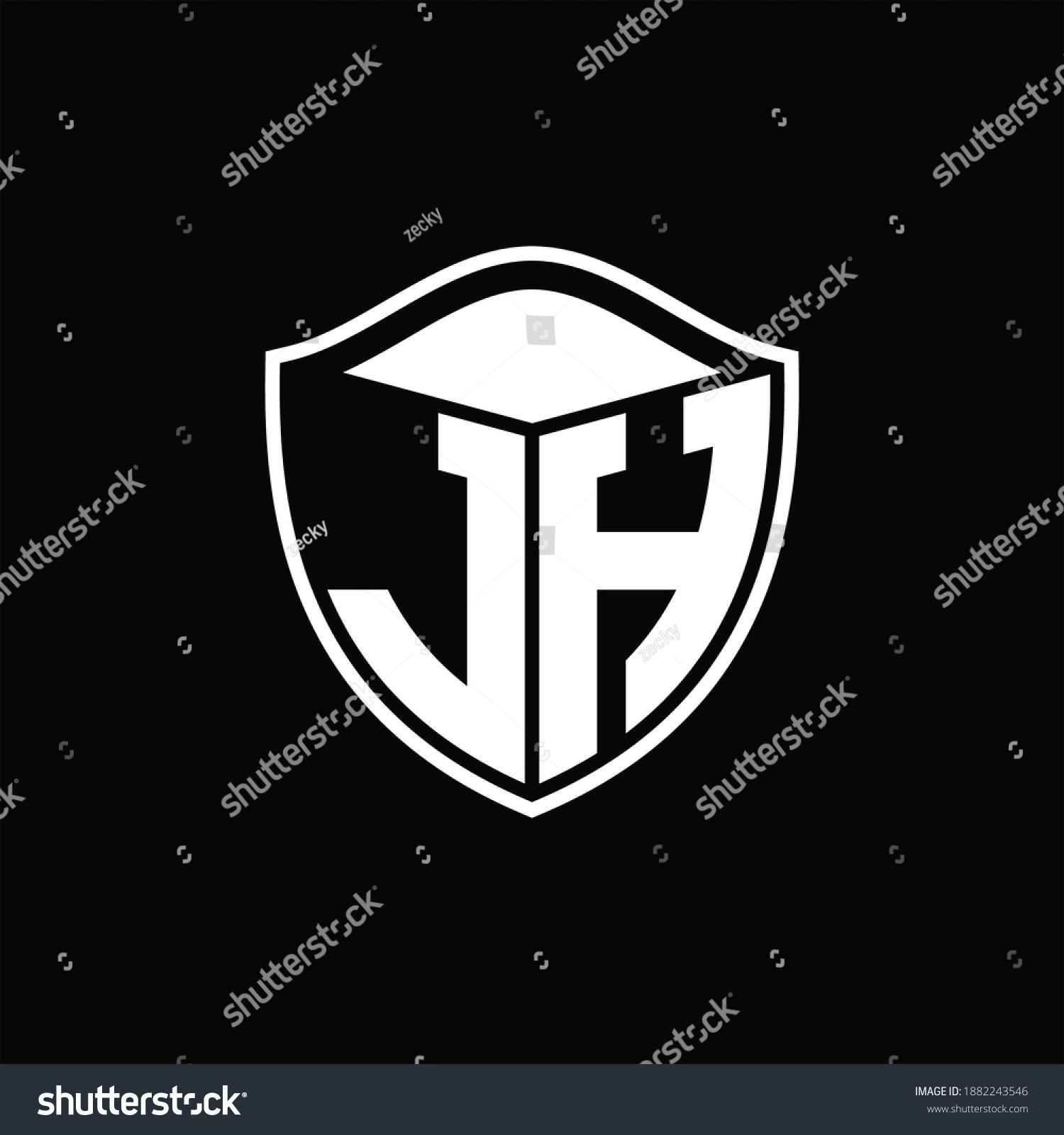 Jh Logo Monogram Shield Shape Outline Stock Vector Royalty Free Shutterstock