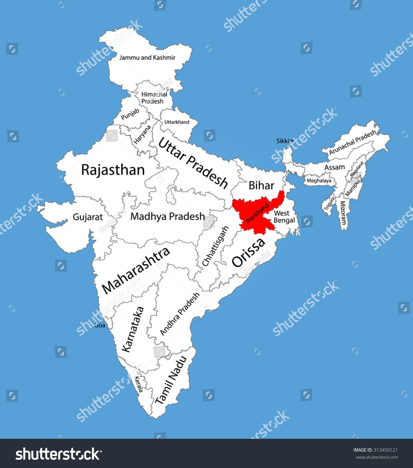 Jharkhand In India Map Jharkhand State India Vector Map Silhouette Stock Vector (Royalty Free)  313450121 | Shutterstock