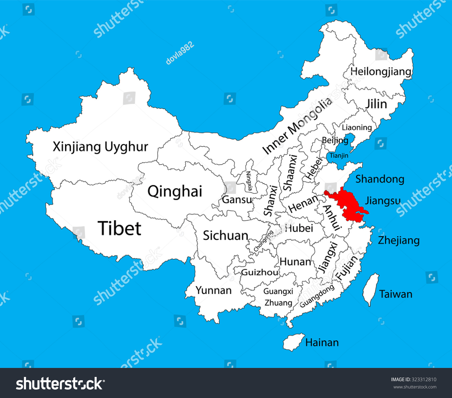 Jiangsu Province Map China Vector Map Stock Vector (Royalty Free ...