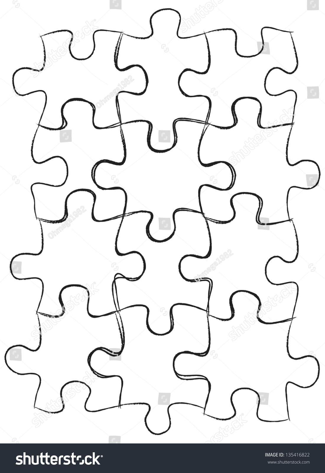 Jigsaw Puzzle Iconssketched Outline Vector Illustration Stock Vector ...