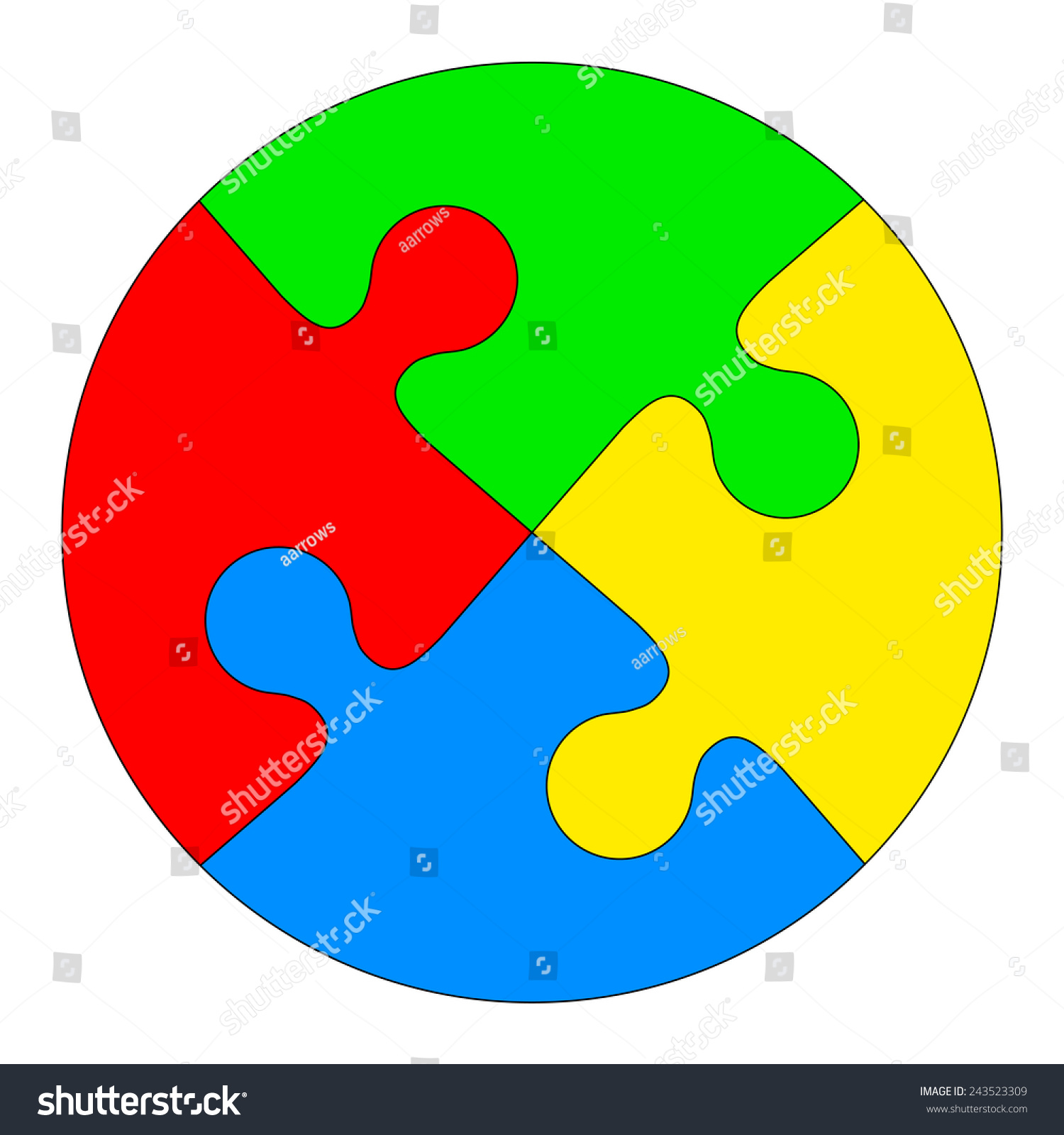 Jigsaw Puzzle In The Form Of A Colored Circle. Vector Illustration ...