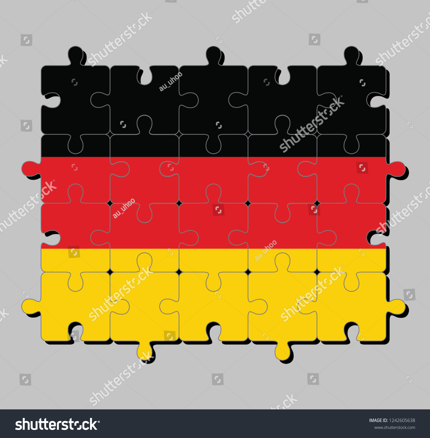 Jigsaw Puzzle Germany Flag Black Red Stock Vector Royalty Free 1242605638