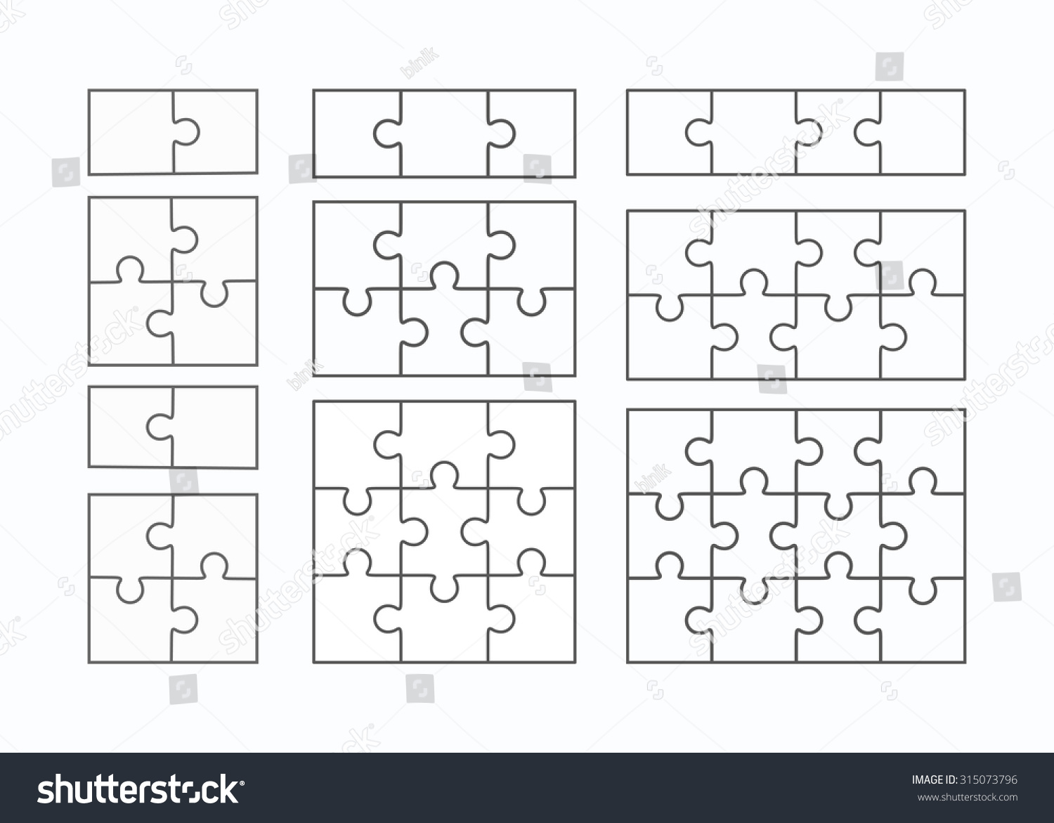 Jigsaw Puzzle Vector Templates Set Different Stock Vector (Royalty Free