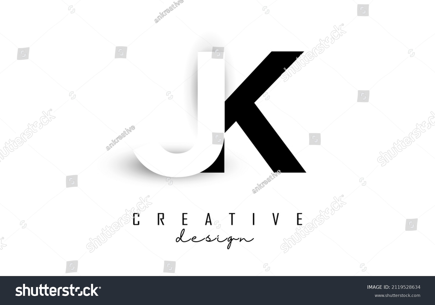 Jk Letters Logo Negative Space Design Stock Vector (Royalty Free ...