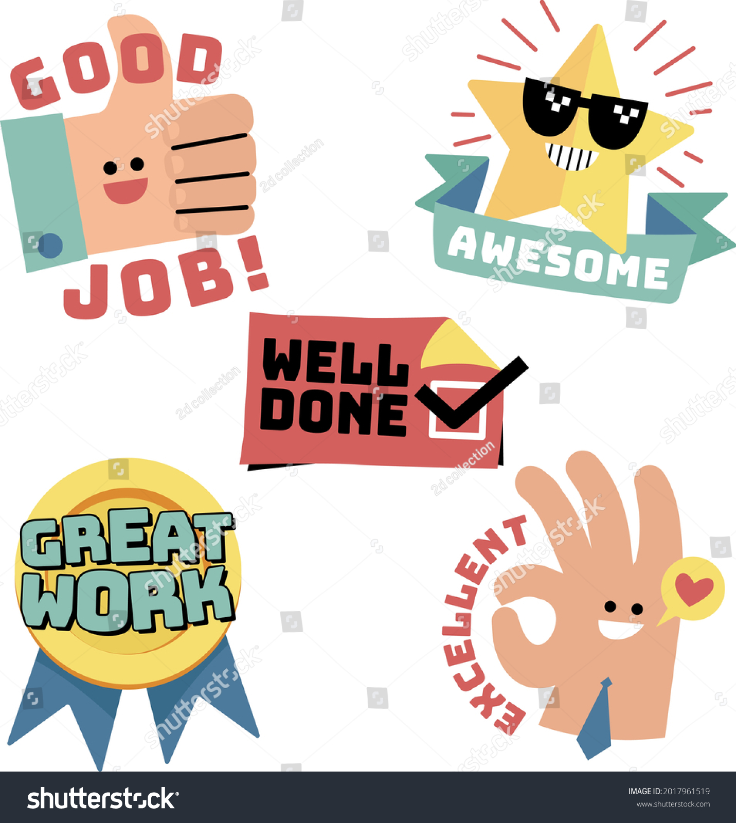 Job Great Job Stickers Logo School Stock Vector (Royalty Free ...